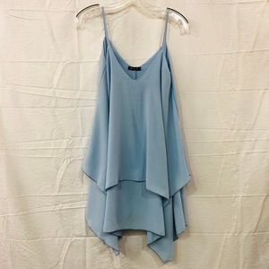 Vision Blue V Neck Layered Tunic Top